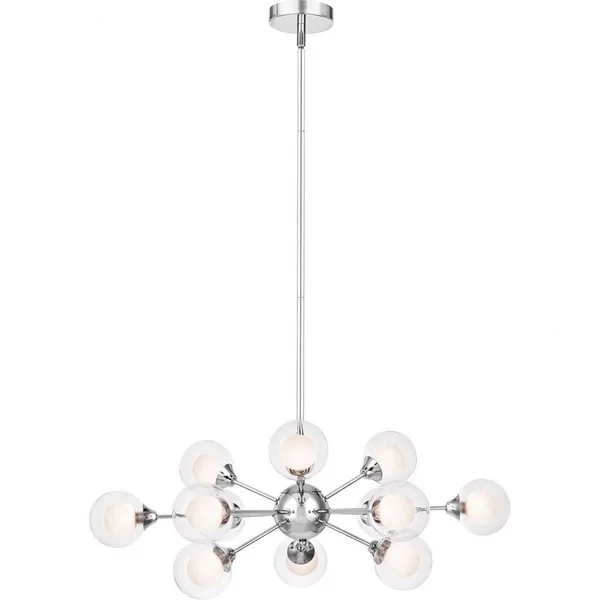 Chandelier 12 Light Steel Polished Chrome Finish with Clear Opal Glass - 71-BEL-2749125 - Bailey Street Home