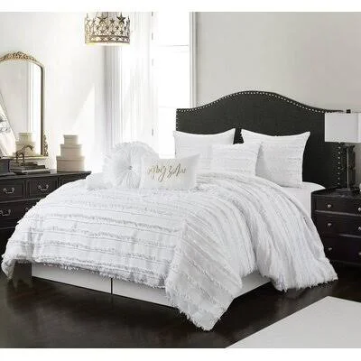 Obadiah Reversible Comforter Set Mistana Color: White, Size: Queen Comforter + 6 Additional Pieces