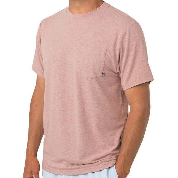 Free Fly Apparel Bamboo Flex Pocket Tee for Men - Heather Adobe Red - Large