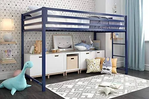 DHP Miles Metal Junior Twin Loft Bed - Blue
