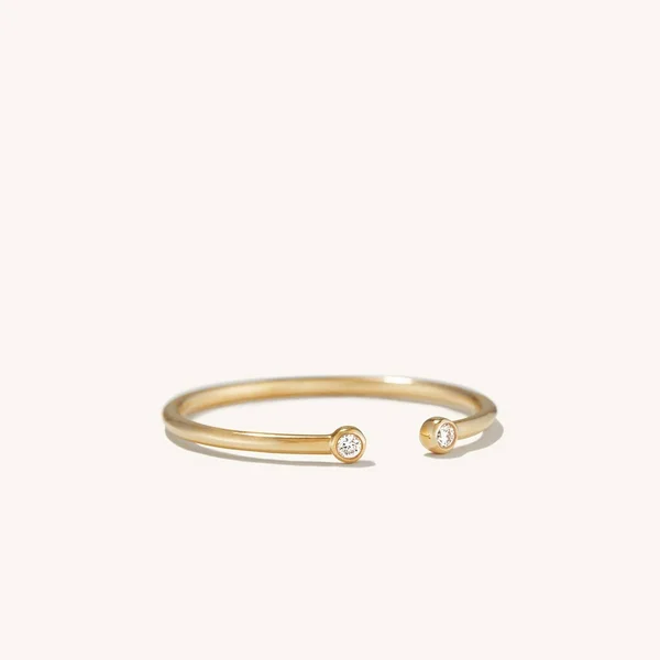 Mejuri 14K Yellow Gold Stackable Rings: Diamonds Open Ring, Diamond