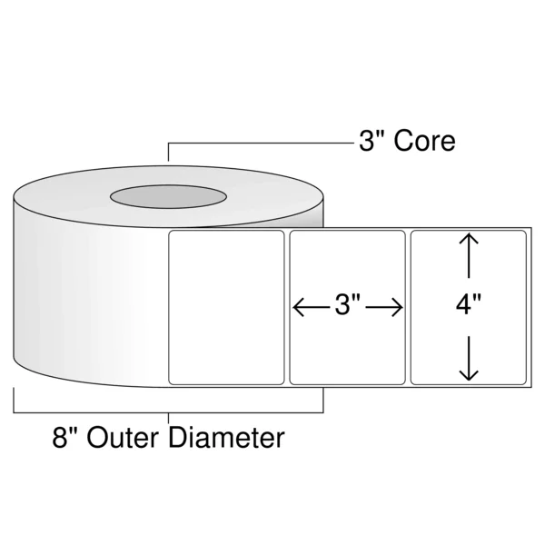 4x22 x 3x22 Removable Thermal TRANSFER Labels - 1 Roll, 3x22 Core RL784RT