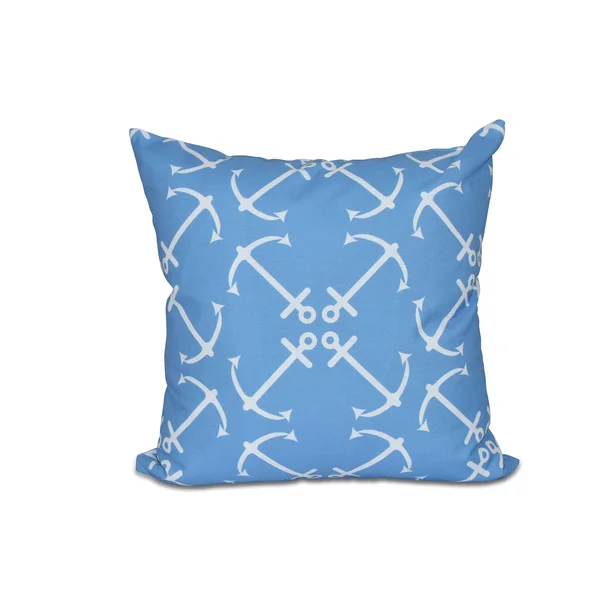Contemporary Home Living 26x22 Steel Blue and White Square Anchor&s Up Nautical Throw Pillow - Down Alternative Filler