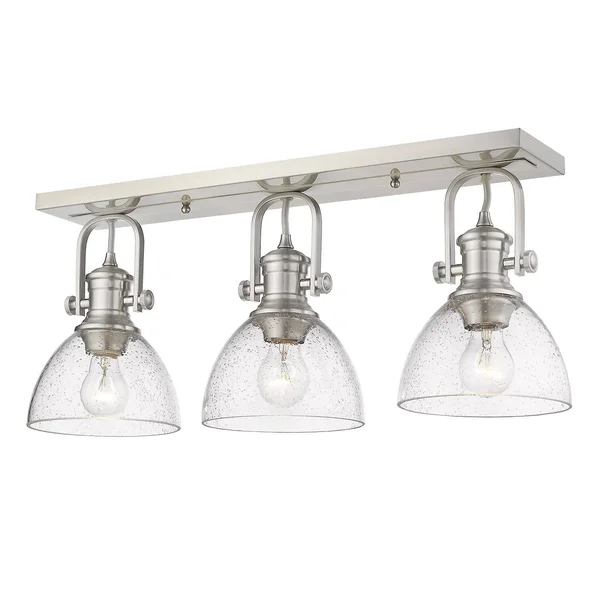 Carbon Loft Barton 3-Light Semi-Flush in Pewter - Pewter with Seeded Glass 26273430
