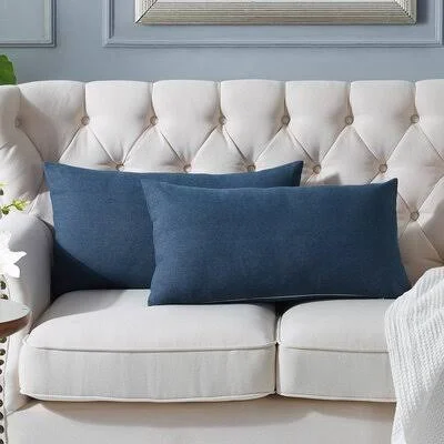 Fernanda Lumbar Pillow Shell Gracie Oaks Color: Denim Blue, 14 x 26 in