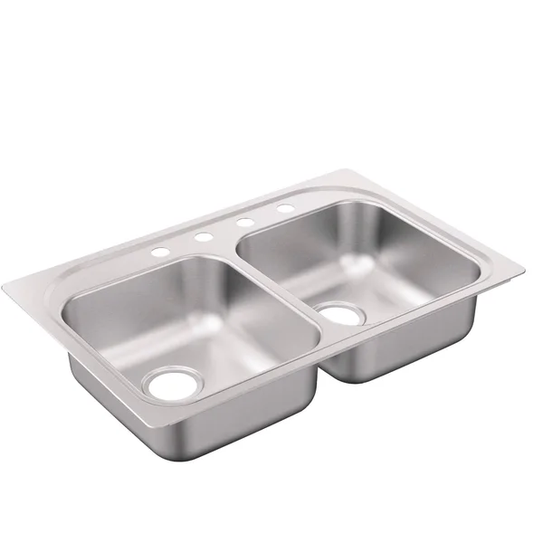 Moen G222154B 2200 Series 33x22 Drop in Double Basin Stainless Steel Kitchen Sink Brushed/Satin