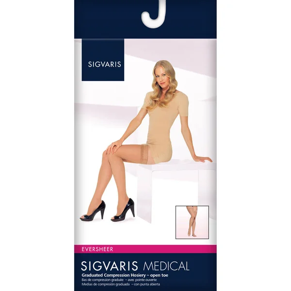 Sigvaris 781no Womens Eversheer Open Toe Thigh High Socks-15-20 mmHg