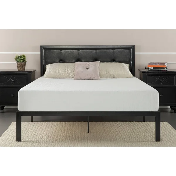 Priage Faux Leather Queen-Size Platform Bed - Black