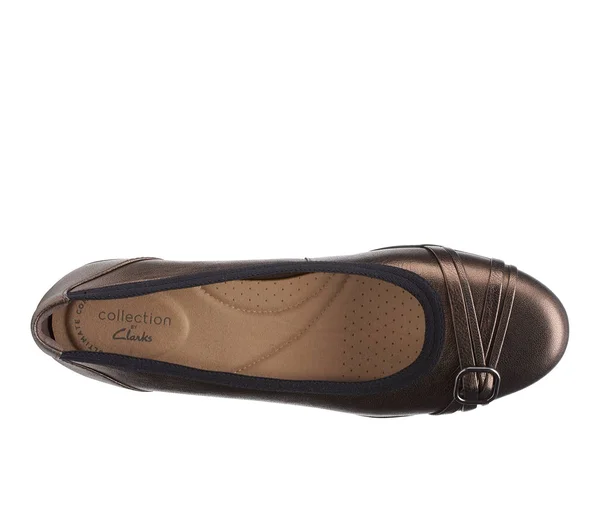 Clarks Sara Tulip Women's Shoes Metallic Leather : 10 B