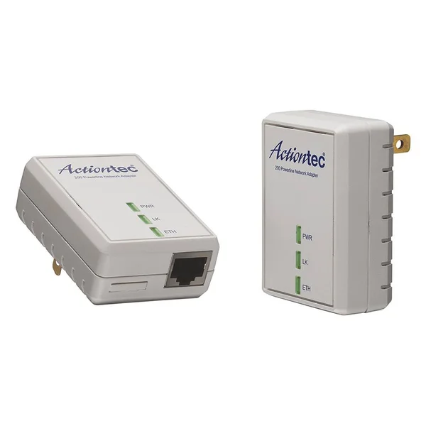 Actiontec 200 AV Powerline Network Adapter PWR200K01 Bridge - 200 Mbps - 2 Pack