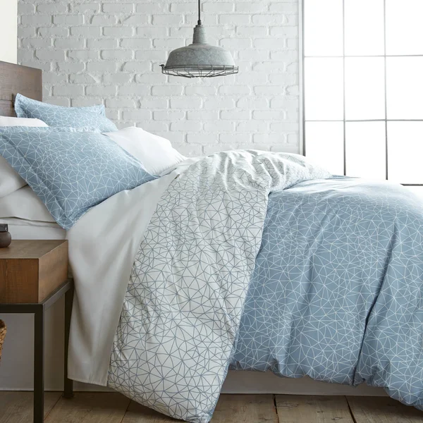 Southshore Fine Linens Geometric Maze Down Alternative Comforter and Sham Set - Blue - Full - Queen