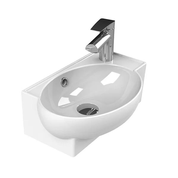 Nameeks Mini White Ceramic Wall-Mount Rectangular Bathroom Sink with Overflow Drain (17.5-in x 11.2-in) - Cera 001300-U-1H