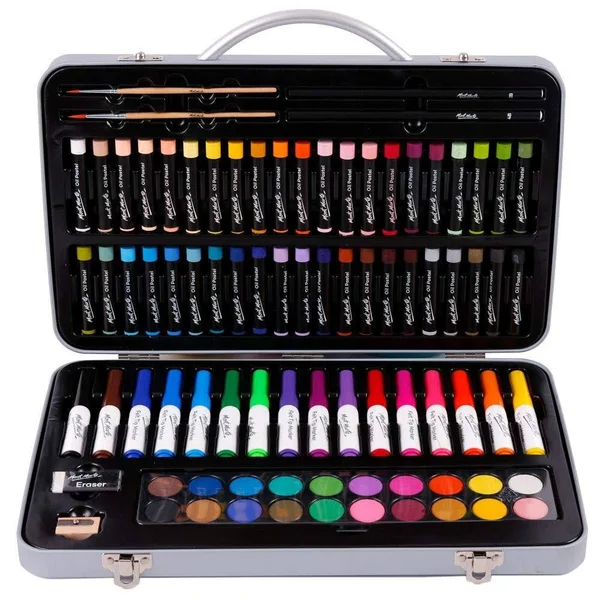 Mont Marte Studio Essentials Mixed Media Art Set 85 PIECE. Includes Watercolour Paints - Oil Pastels, Markers, Pencils and More w