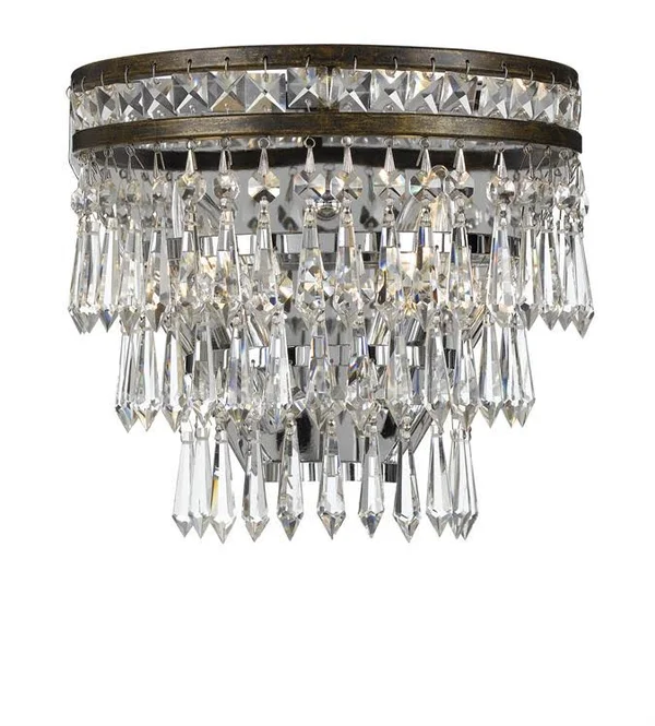 Crystorama 5261-EB-CL-MWP English Bronze Mercer 2 Light Hand Cut Crystal Wall Sconce