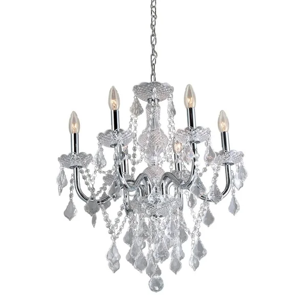 Portfolio B10081 6-Light Polished Chrome Vintage Crystal Candle Chandelier