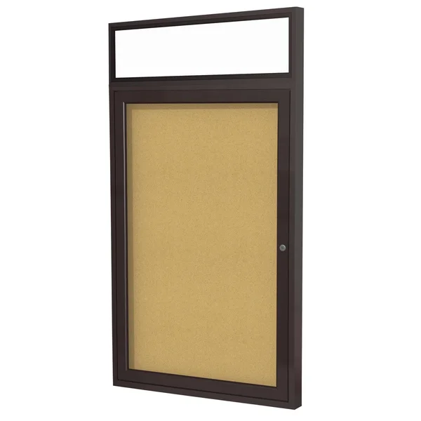 Ghent 36x22 x 30x22 1-Door Bronze Alum Frame - Headliner Enclosed Bulletin Board - Natural Cork - PBK3