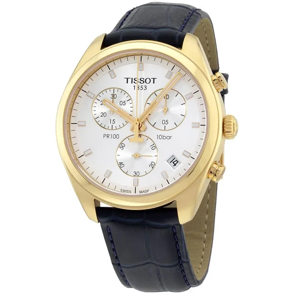 Tissot Men's Stainless Steel Watch - Rose Gold Dial - Black Faux-Leather Band