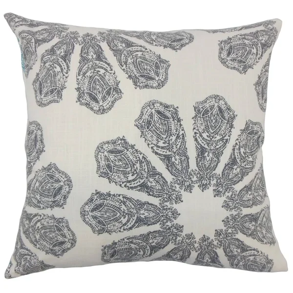 The Pillow Collection Ceilidh Ikat Down Filled Throw Pillow in Grey, Size: 12 x 18