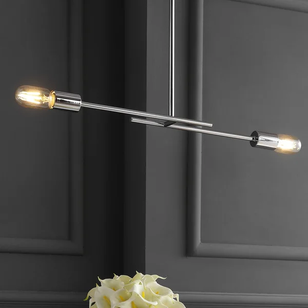 Jonathan Y Turing 30.5x22 Adjustable Metal LED Linear Pendant - Chrome