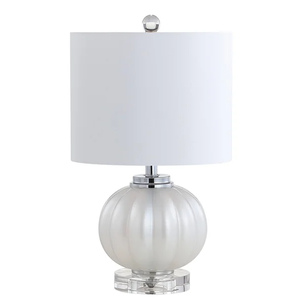 Jonathan Y Pearl 17.5 in. White/Chrome Glass/Crystal LED Table Lamp