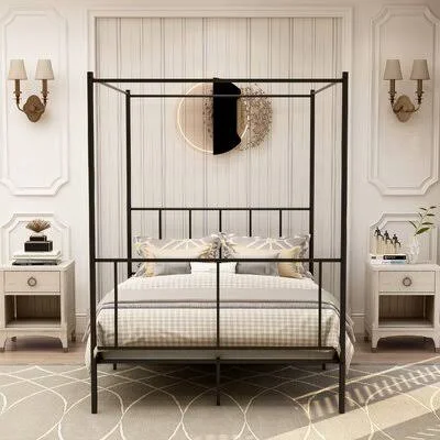 Algoma Canopy Platform Bed Zipcode Design Color: Black - Size: Full/Double