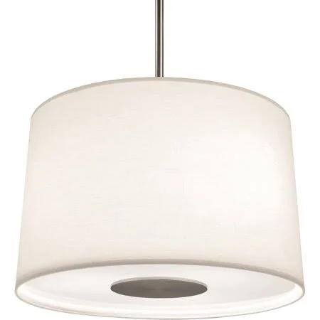 Stainless Steel Tone Finish Pendants 20 inch Wide Fondine Fabric Shade E26 A Bulb 3 Light Fixture, Size: 11.6 in