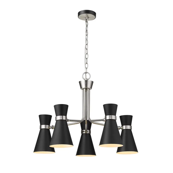 Z-Lite-728-5MB-BN-Soriano - 5 Light Chandelier Matte Black/Brushed