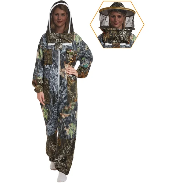 Natural Apiary Zephyros - 3 Layer Ventilated Beekeeping Suit with 2 Veils Round & Fencing - Stay Protected & Cool Forest