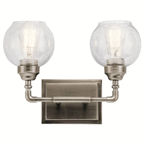 Bathroom Vanity 2 Light Fixtures with Antique Pewter Finish Steel Material Medium Bulb 15x22 200 Watts