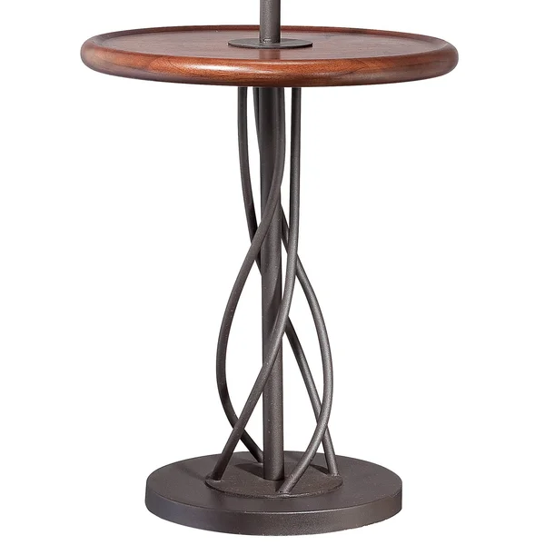 Iron Twist Base Wood Tray Table Floor Lamps Set of 2