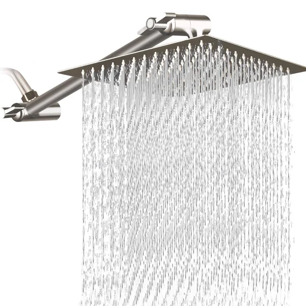 Mesun 12 inch Square Rain Showerhead with 11 inch Adjustable Extension Arm, Large Stainless Steel High Pressure Shower Head, Ultr