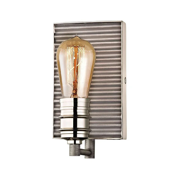 Elk Lighting Corrugated Steel 1 Light Vanity in Weathered Zinc Polished Nickel