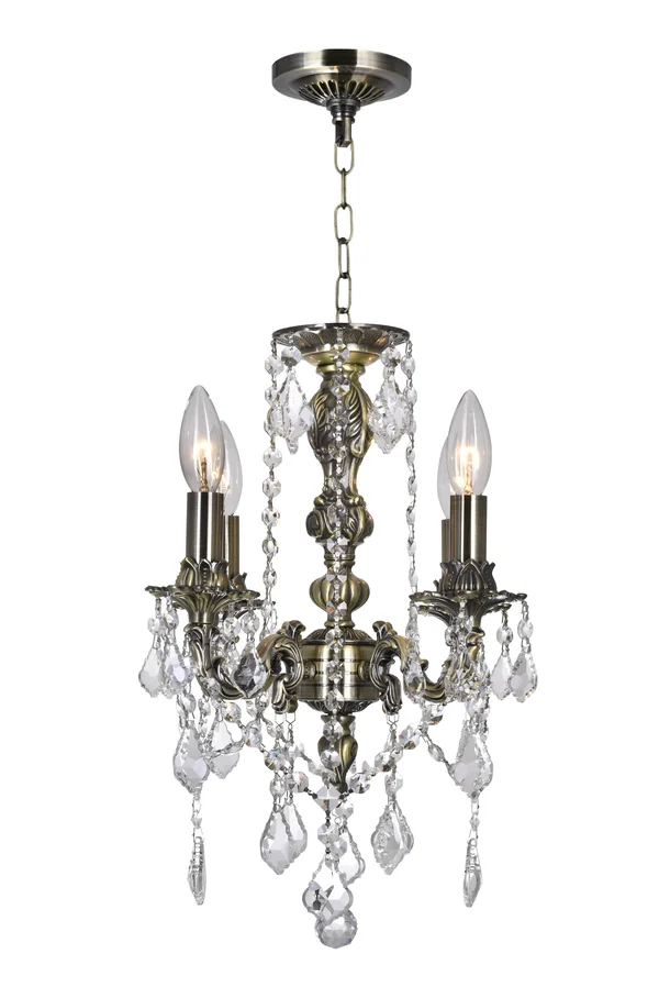CWI Lighting 4 Light Up Chandelier with Antique Brass Finish 2037P14AB-4