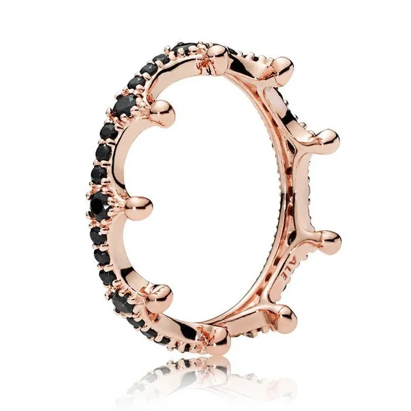 Pandora Rose Crystal Black Sparkling Crown Ring