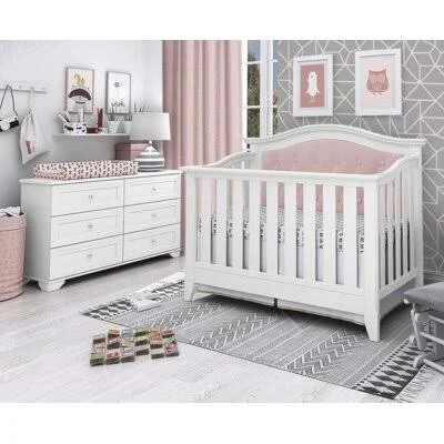 Essex 4-in-1 Convertible 2-Piece Crib Set Three Posts Baby & Kids Color: White/Pink