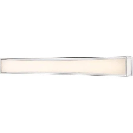 Chrome Tone Finish Bathroom Vanity 46 inch Wide Frosted White Acrylic Shade Steel Material LED-Integrated 2 Light Fixture