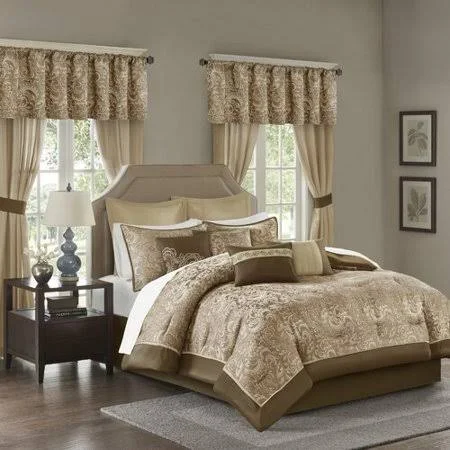 Astoria Grand Wightmans 24 Piece Comforter Set, Size: Queen, Brown