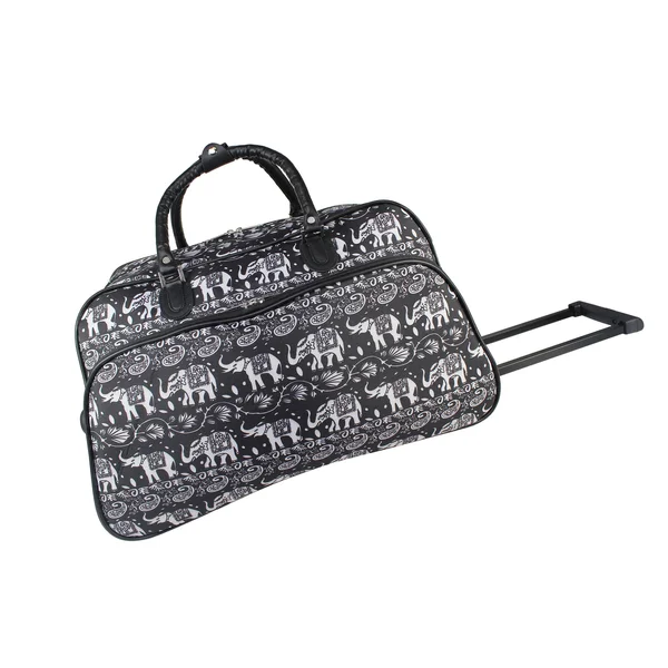 World Traveler 21x22 Carry-On Rolling Duffel Bag Black White Elephant