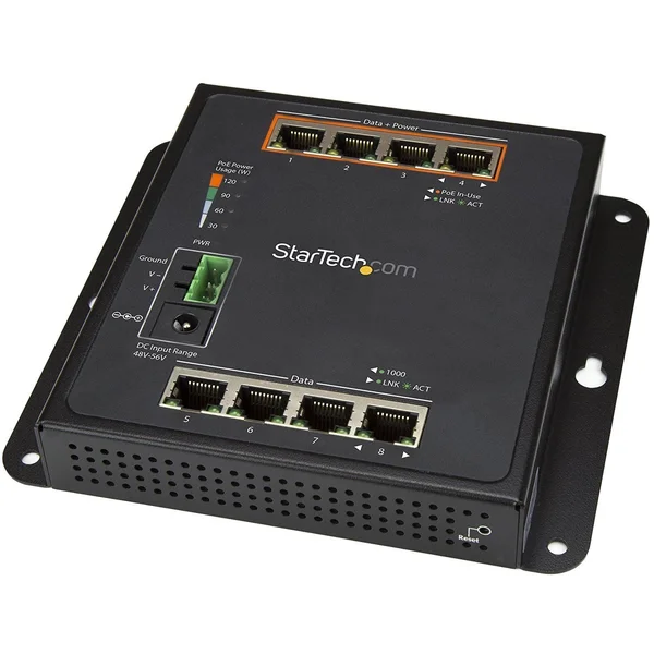 StarTech.com Industrial Gigabit PoE 4 x PoE+ 30W Power Over Ethernet GbE Layer/L2 Network -40C to +75C Managed Switch - 4 Ethern