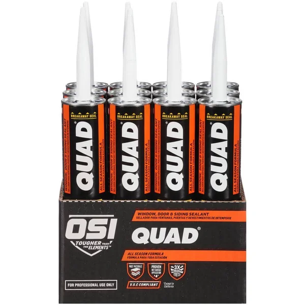 OSI Quad Advanced Formula 10 fl. oz. Beige #408 Exterior Window Door and Siding Sealant (12-Pack) 1637296