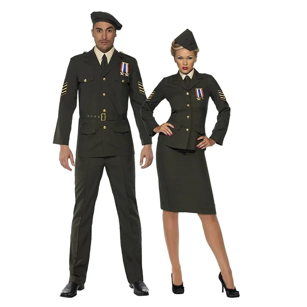 Smiffys Mens Wartime Officer Costume - Size: Medium, Green