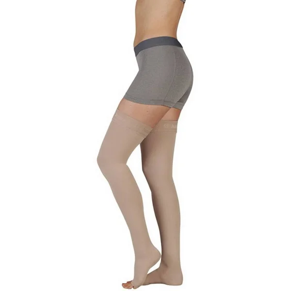 Juzo - Soft, 20-30 mmHg, Thigh High Open Toe-Size IV- Black- Silicone