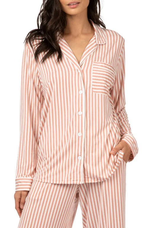 Lively The All Day Lounge Shirt - Size Small in Mini Stripe Shell Pink at Nordstrom