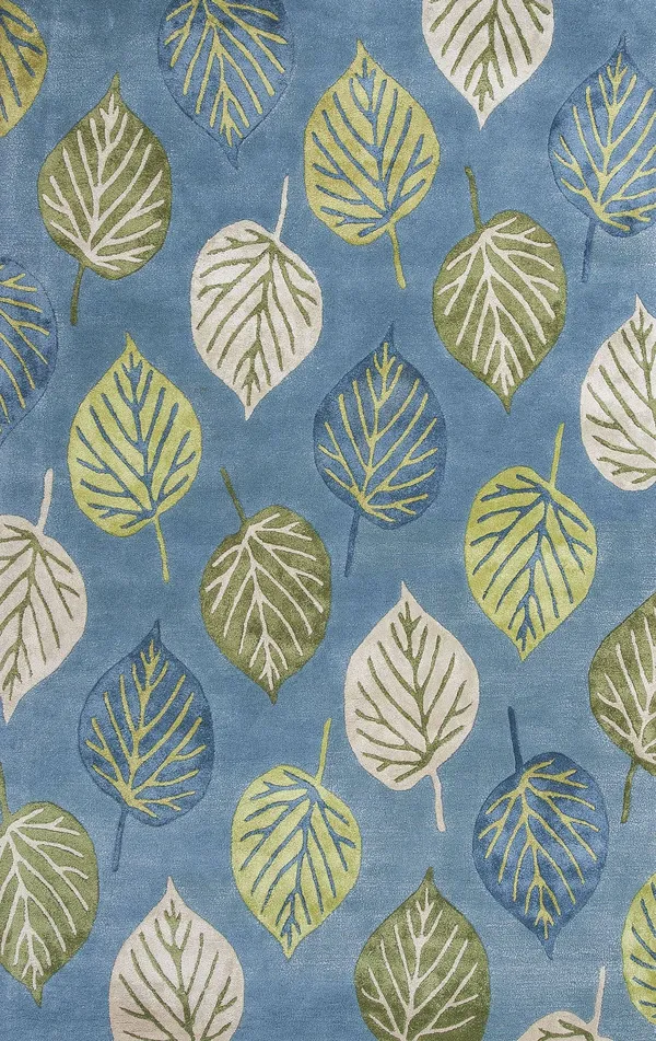 Kas Florence 4584 Leaves 5' Round Ocean Blue Rug