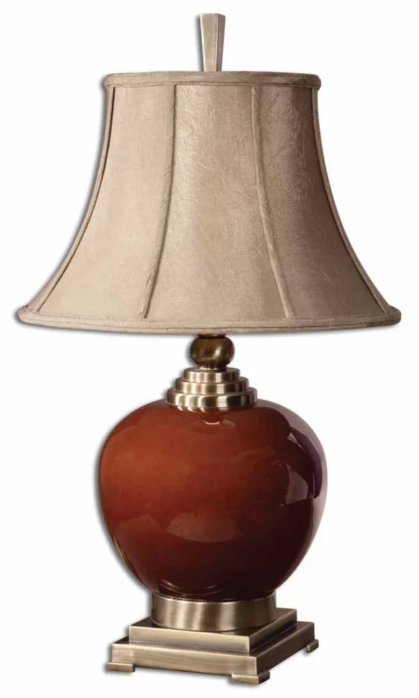 Uttermost Daviel 31x22 Table Lamp, Cinnamon Red/Coffee Bronze