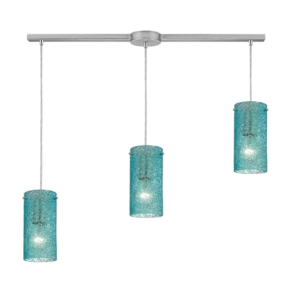 Elk Lighting 10242/3AQ Ice Fragments 3 Light Pendant in Satin Nickel