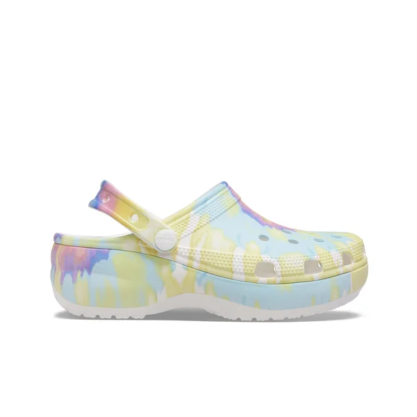Crocs Women's Classic Tie Dye Platform Clogs, White