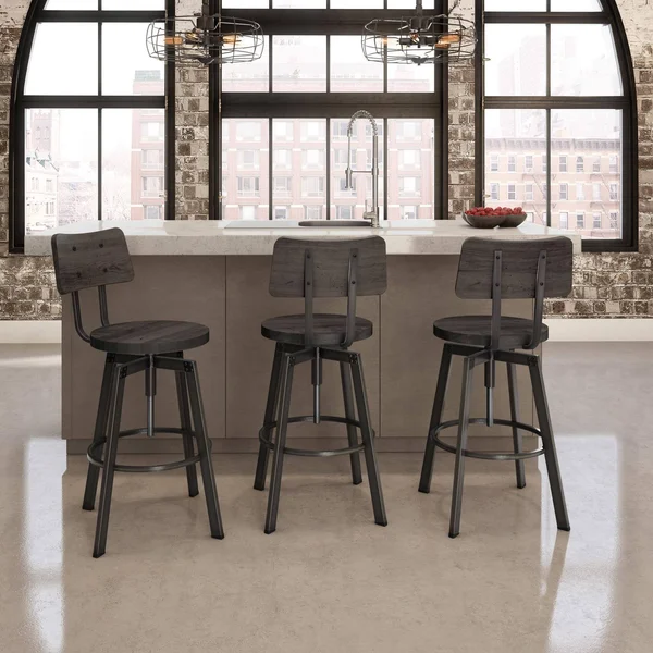 Amisco Woodland Adjustable Barstool Gray