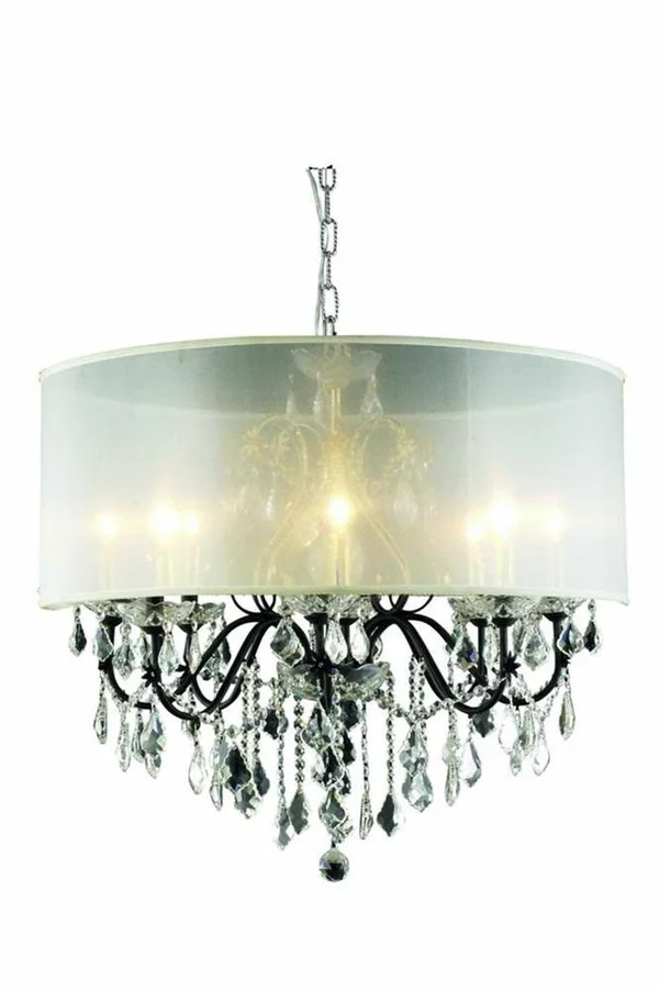 2015 St. Francis Collection Hanging Fixture Silver Shade H23in D26in Lt:8 Dark Bronze Finish (Royal Cut Crystals)