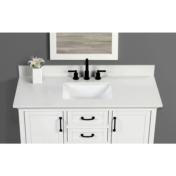 Home Decorators Collection 61 in. W x 22 in. D x 0.75 in. H Quartz Vanity Top in Carrara White with White Basin